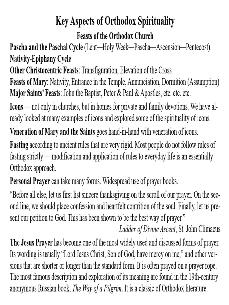 Key Elements of Orthodox Spirituality | PDF | Eastern Orthodox Church ...