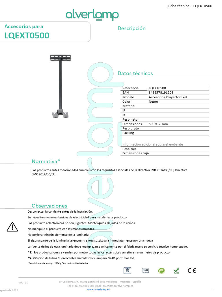 Ficha Lqext0500 Es | PDF | Diodo emisor de luz | Electricidad