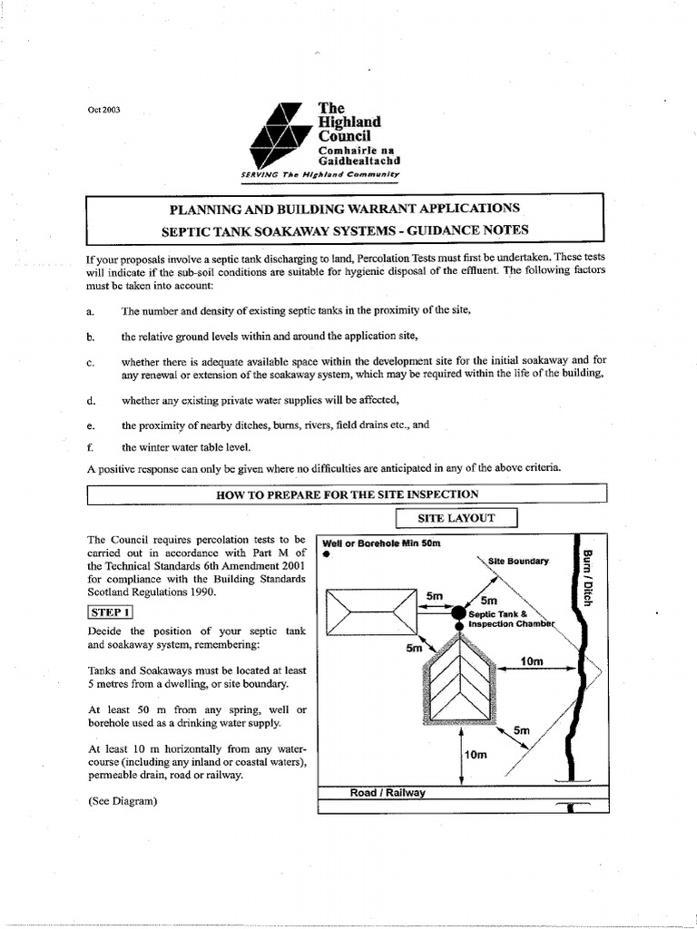 Septic Tank and Soakaway Systems Guidance Notes October 2003 | PDF