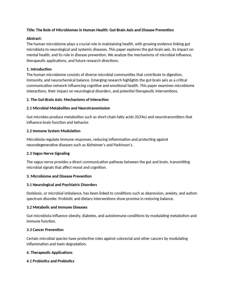 The Role of Microbiomes in Human Health | PDF | Diseases And Disorders ...