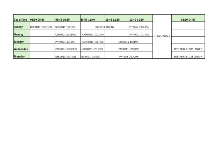 Class Routine | PDF