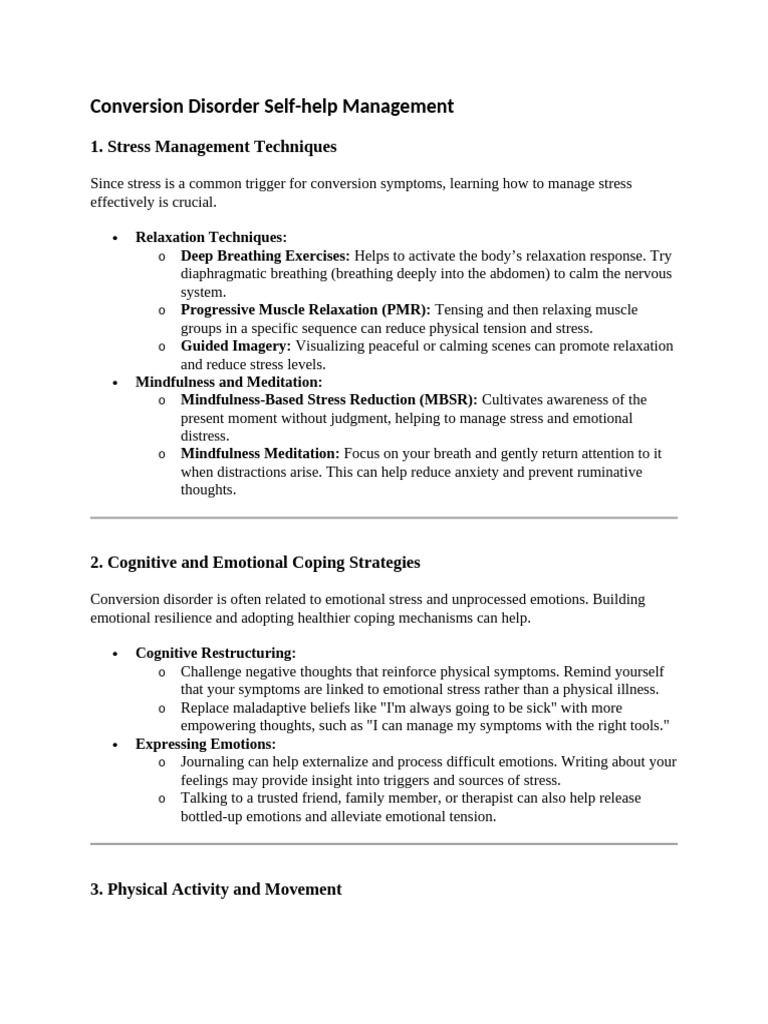 Self-Help Strategies for Conversion Disorder | PDF | Psychology | Mental Health