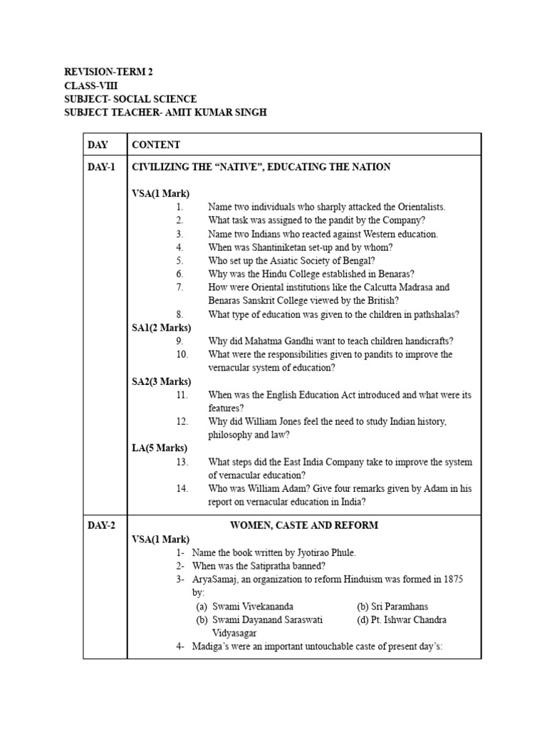 Revision-Term 2 | PDF | British Raj | Mahatma Gandhi
