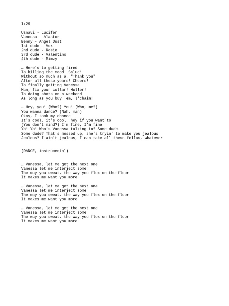 Character Role Play Lyrics PDF