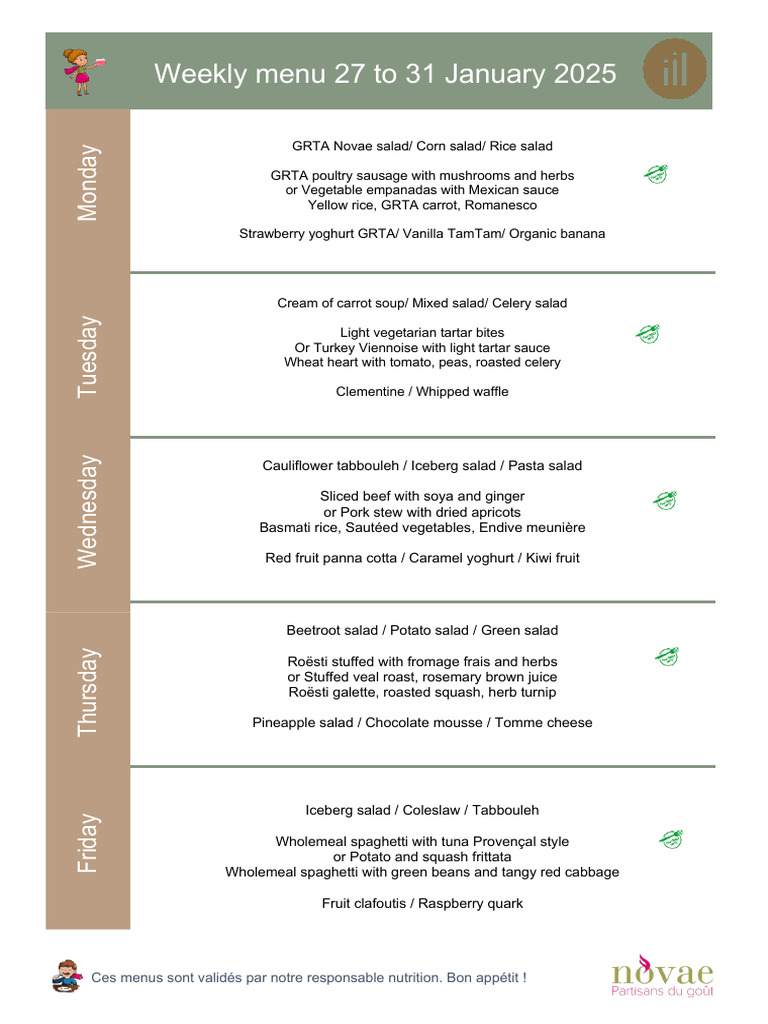 Menus Du 27 Au 31JAN25 en 1 | PDF