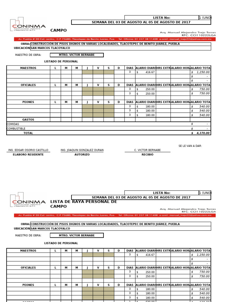 Lista de Raya Parque | PDF