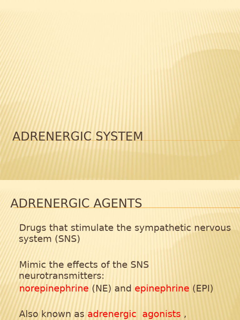 Overview of Adrenergic Agents and Actions | PDF | Norepinephrine ...