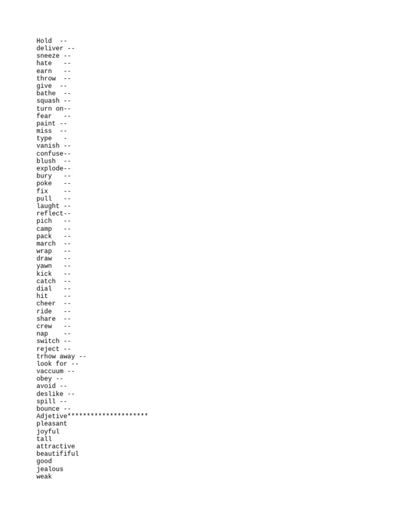 Test The Verb And Adjetives Pdf