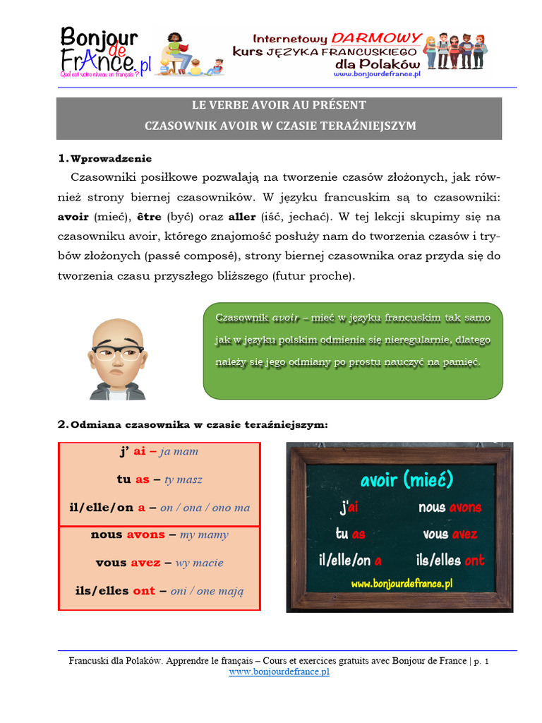 Exercices sur le verbe avoir au présent | PDF