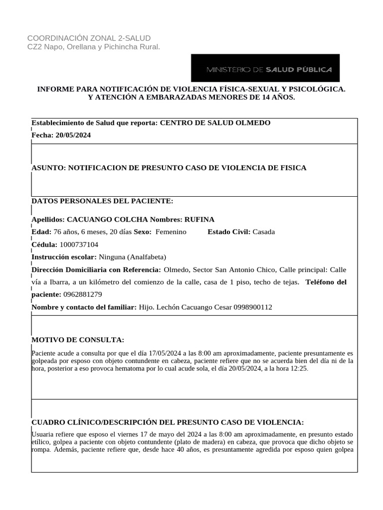 Informe de Violencia Física y Sexual | PDF | Enfermedades y trastornos ...