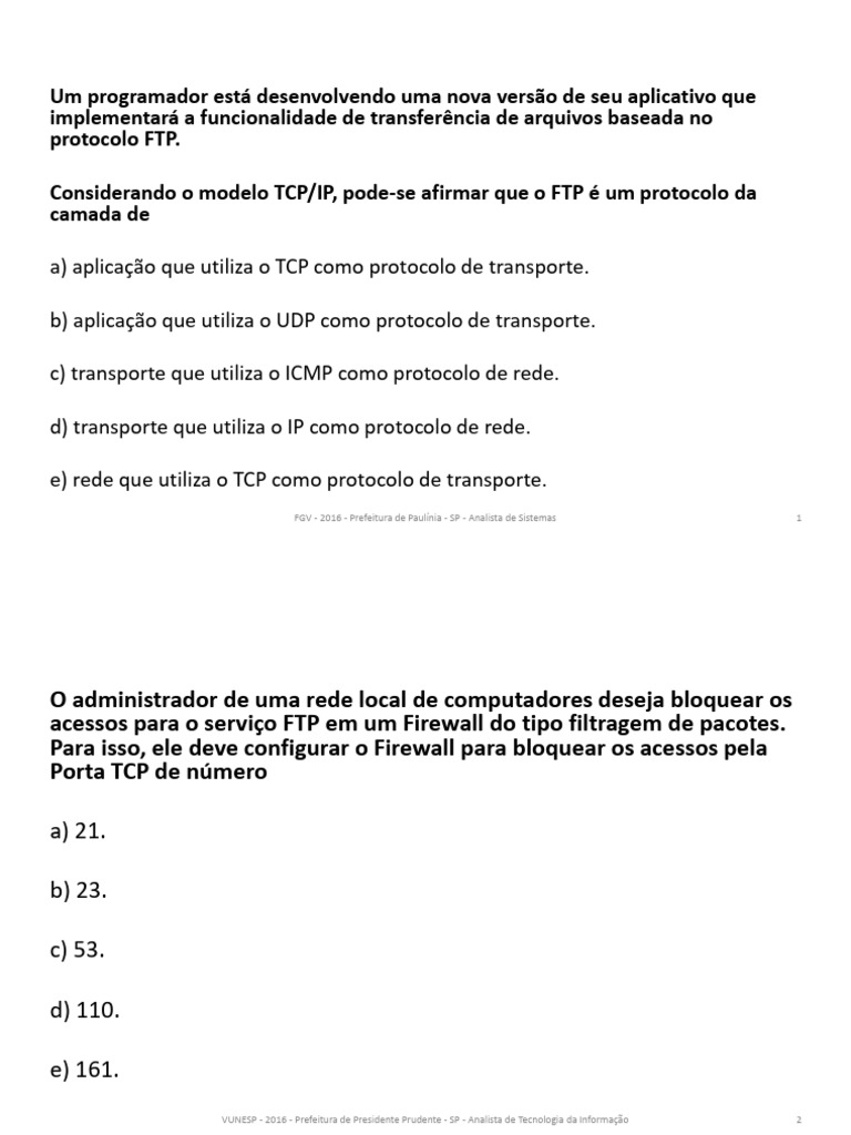 Redes+TCP-IP+-+Questões+de+concurso+-+FTP | PDF | Protocolo de ...