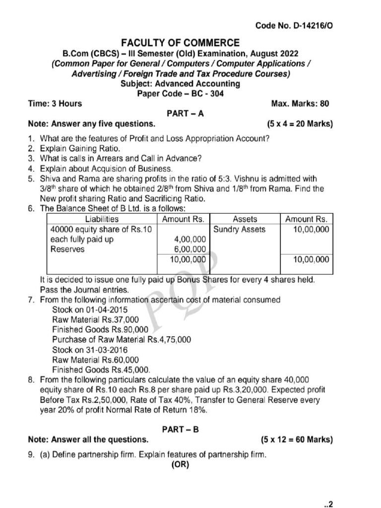 Question Paper 4 | PDF
