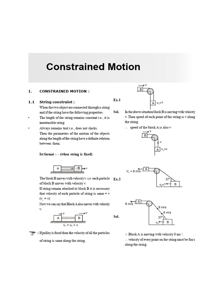 4 Constrained Motion | PDF | Velocity | Acceleration