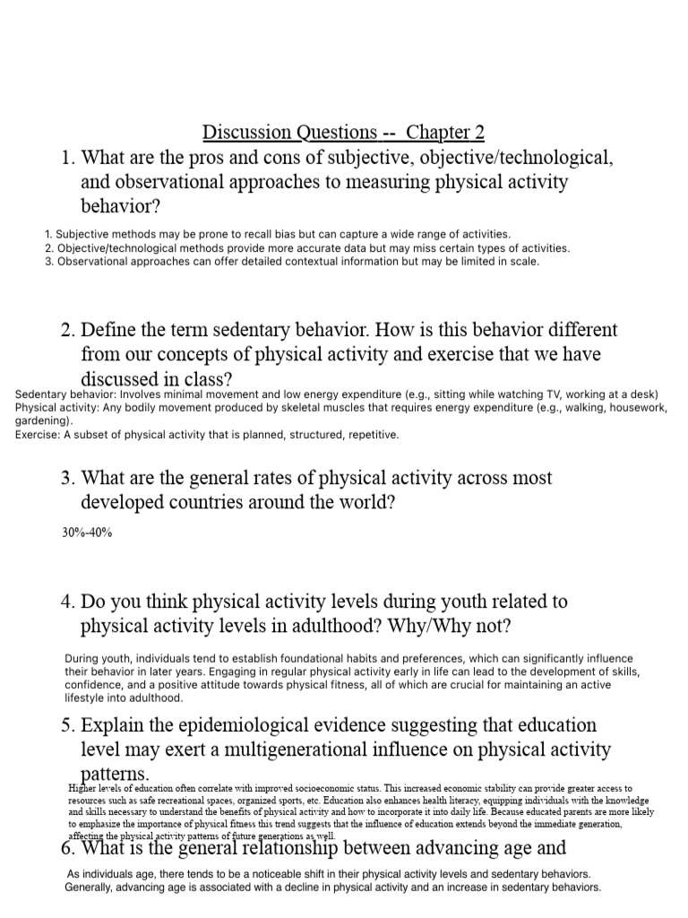 Chapter+2+Discussion+Questions | PDF | Sedentary Lifestyle | Behavior