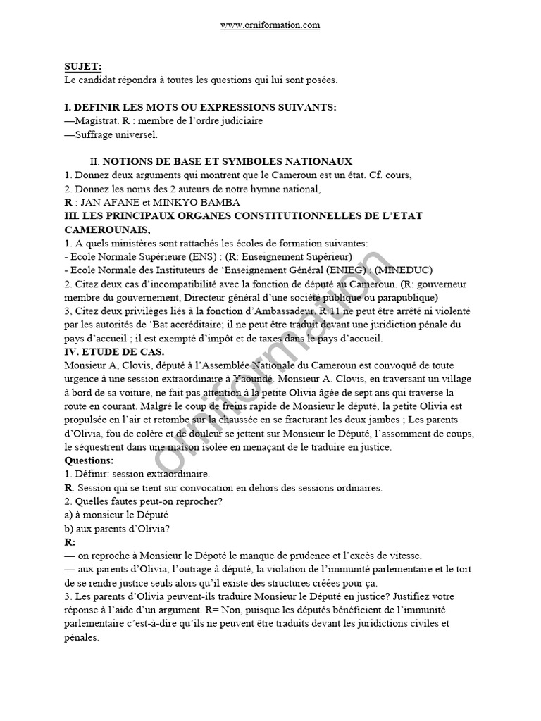 Responsabilités d'un Député au Cameroun | PDF | Justice | Crime et violence