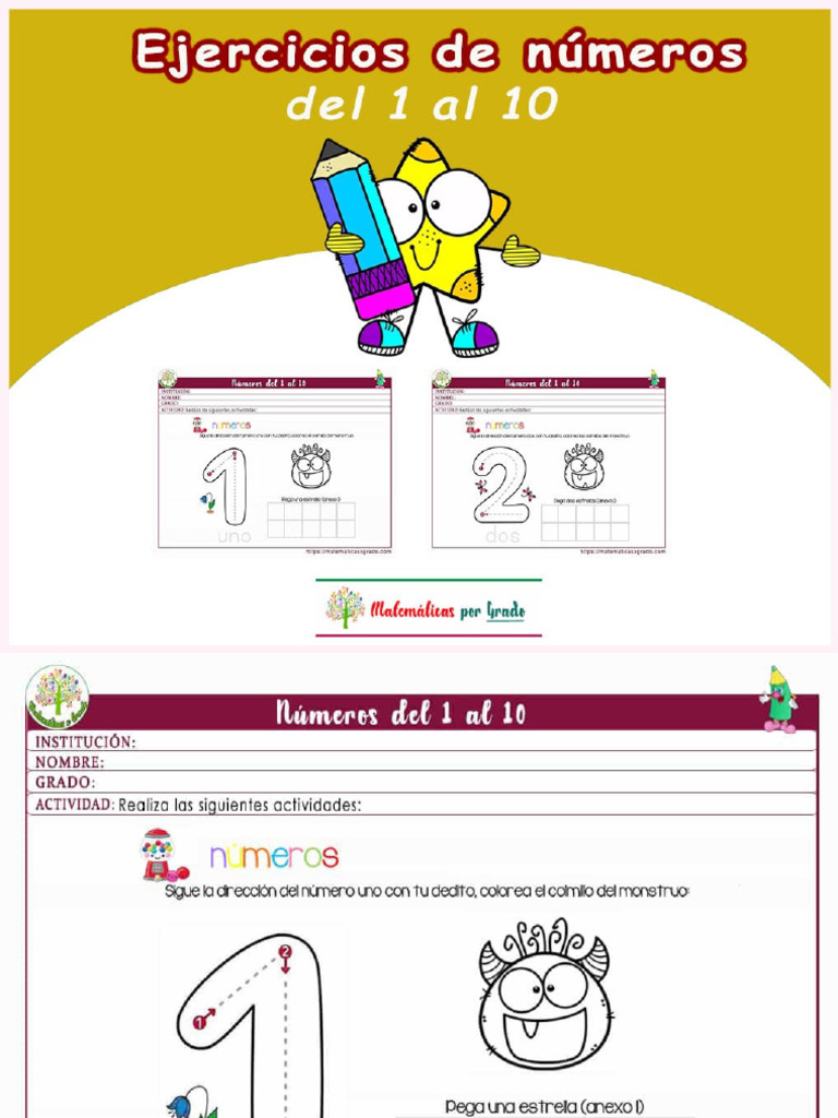 Ejercicios de Números Del 1 Al 10 | PDF