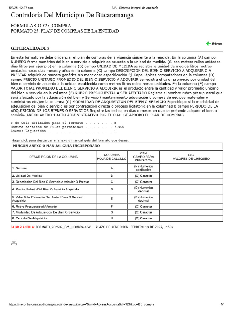 Plan de Compras Bucaramanga 2025 | PDF