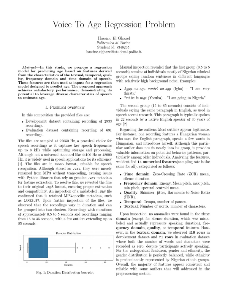 Age Prediction from Speech Features | PDF | Algorithms | Learning