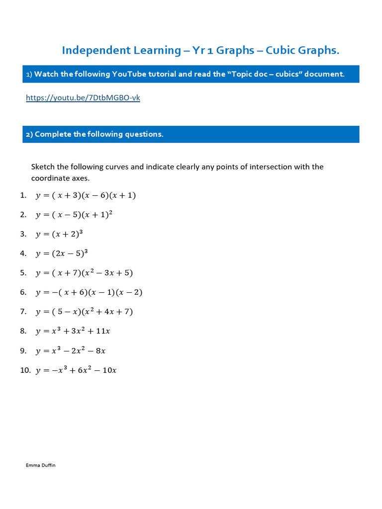 ILT Yr 1 Graphs - Cubic Graphs | PDF