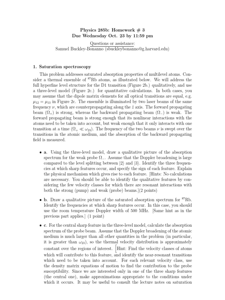 Homework 3 Atomic Molecular Optics | PDF | Electrodynamics | Physics
