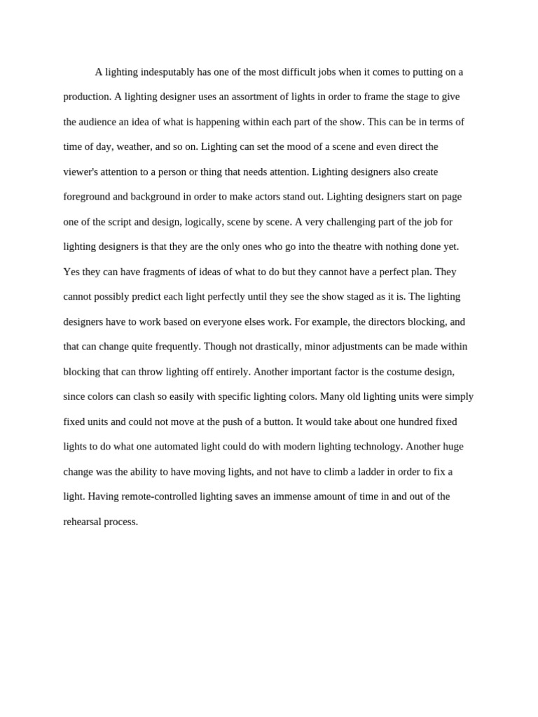 Lighting Design Video Project | PDF