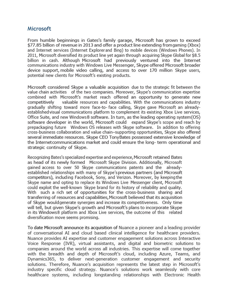 Microsoft’s Strategic Acquisitions Explained | PDF | Microsoft | Computing