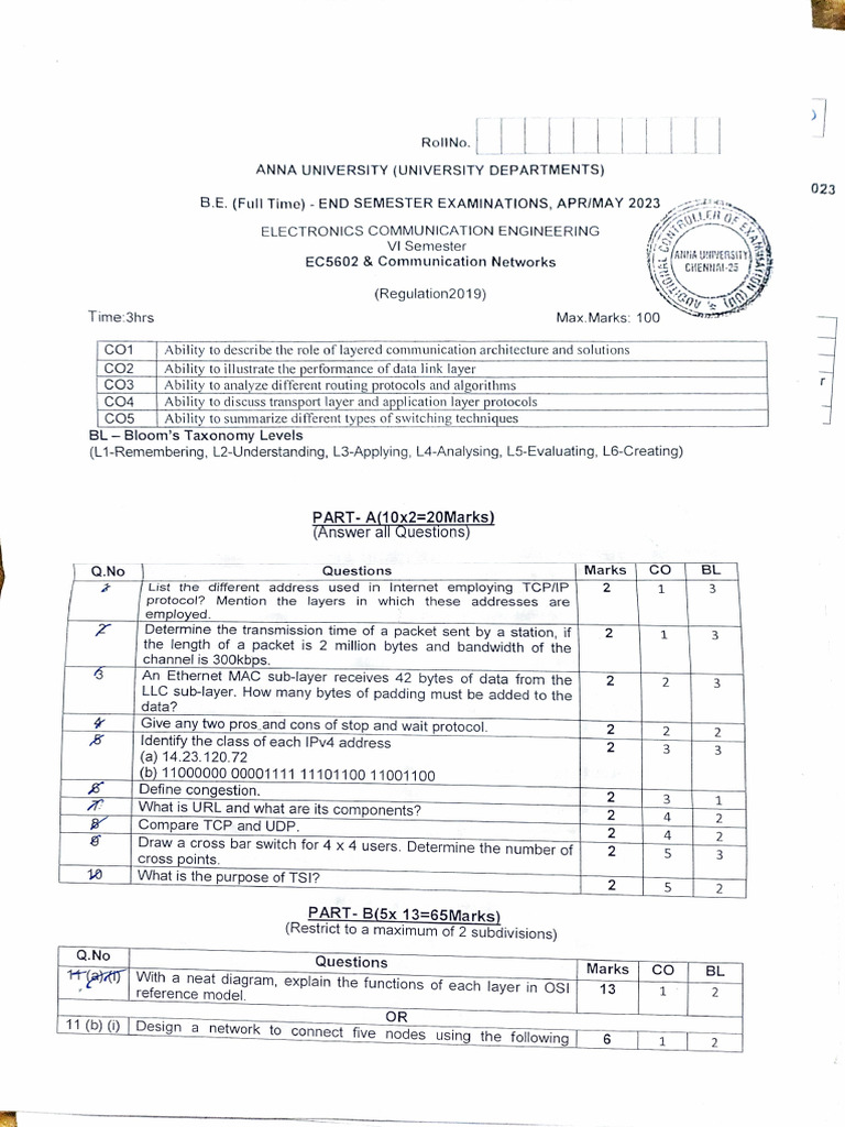 CN R19- End Sem(Jun 2023) | PDF | Transmission Control Protocol ...