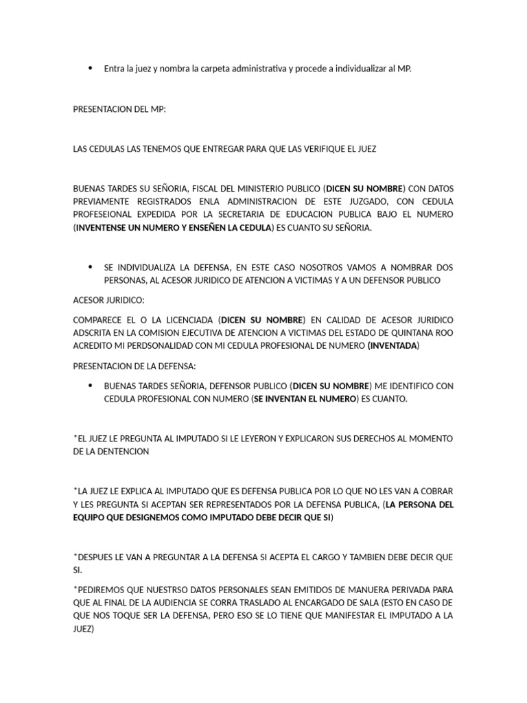Guion para La Audiencia de Legal Detencion | PDF | Justicia | Crimen y ...