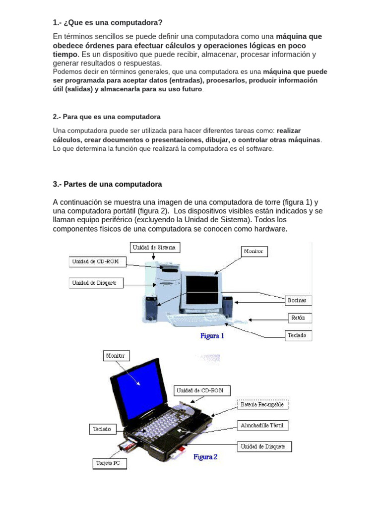 Introducción a las computadoras y su uso | PDF | Hardware de la ...