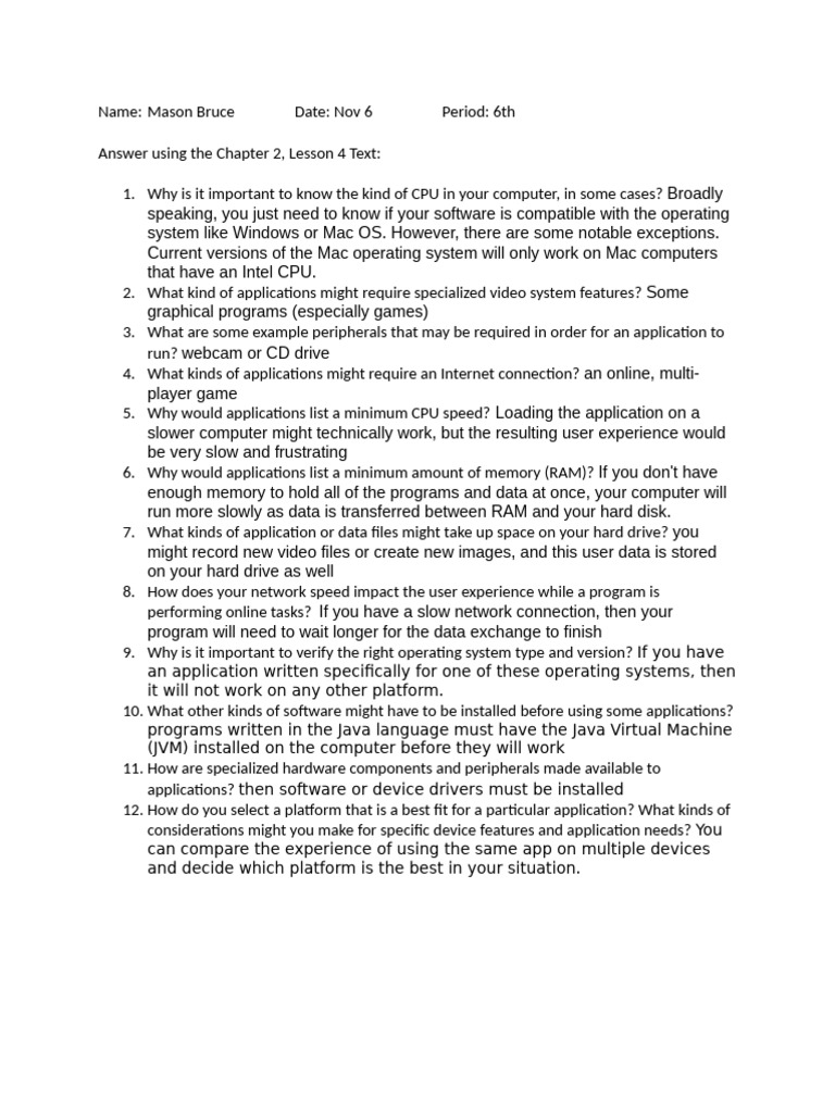 Chapter+2%2C+Lesson+4+Comprehension+Questions copy | PDF | Operating ...