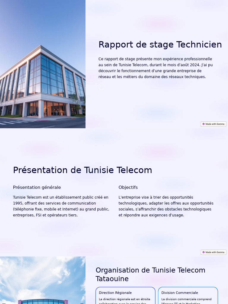 Rapport de Stage chez Tunisie Telecom | PDF | Fibre optique ...