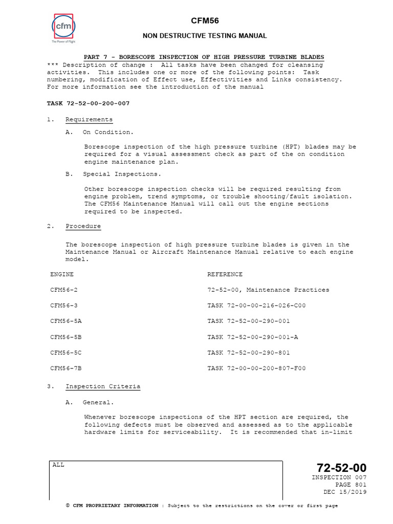 CFM56 HPT Blade Borescope Inspection Guide | PDF | Turbine | Engines