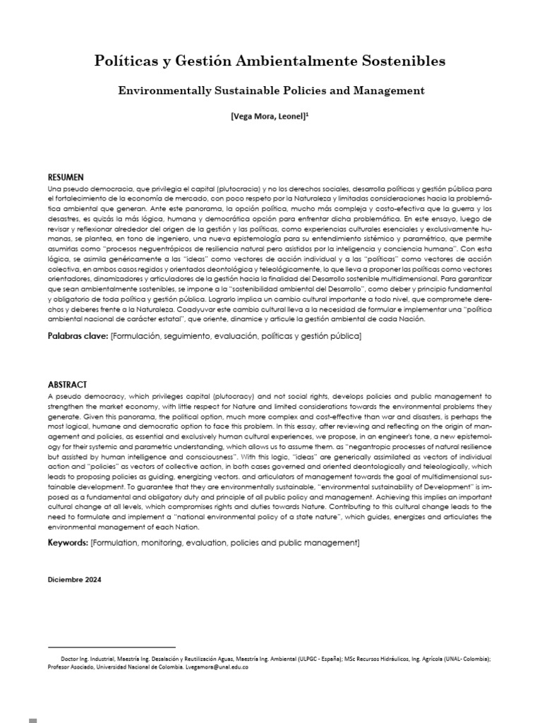 Políticas Sostenibles y Gestión Ambiental | PDF | Sustentabilidad ...