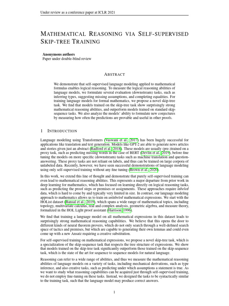 Self-Supervised Mathematical Reasoning | PDF | Theorem | Mathematical Proof