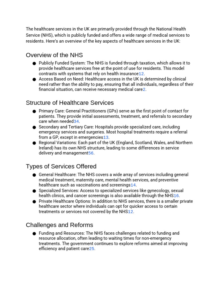 Overview of UK NHS Healthcare Services | PDF | Health Care | National ...