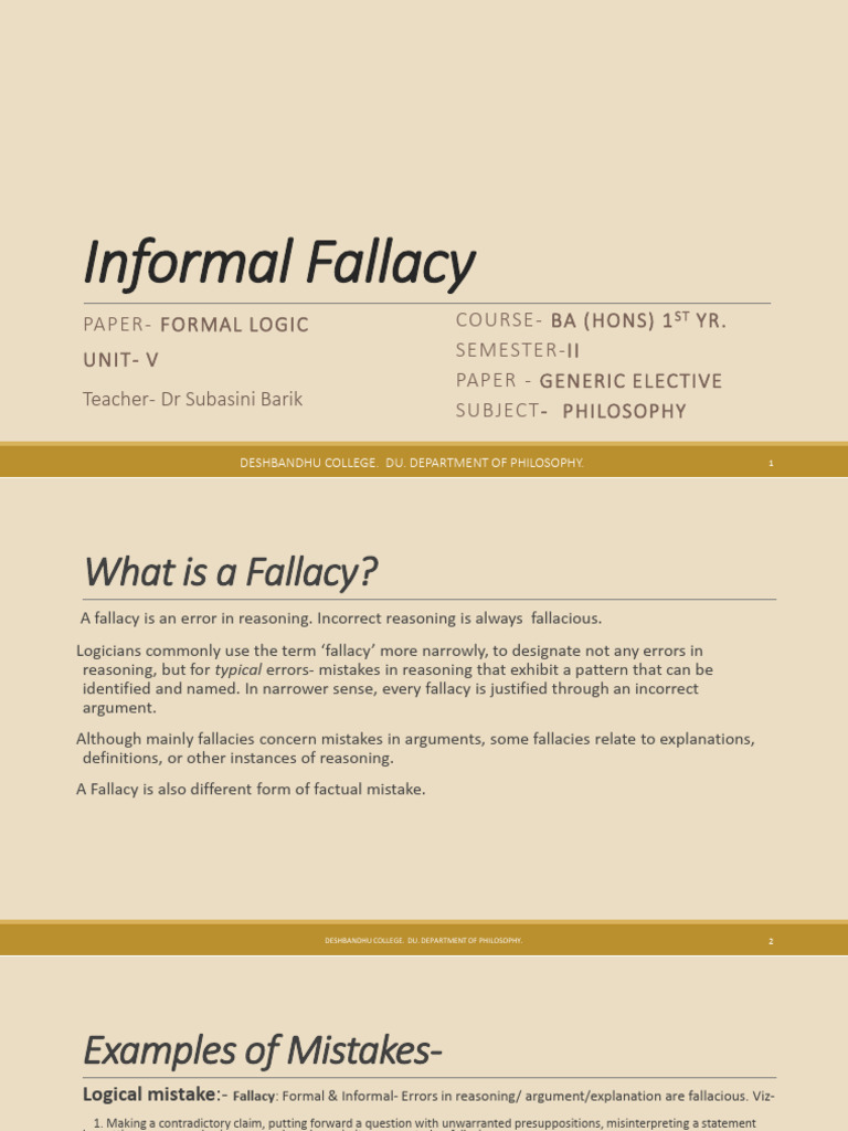 Understanding Informal Fallacies in Logic | PDF | Fallacy | Argument