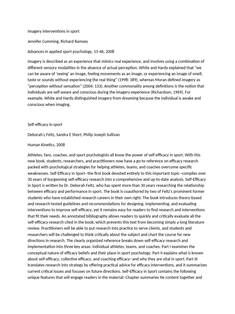 Enhancing Self-Efficacy through Imagery | PDF | Self Efficacy | Perception
