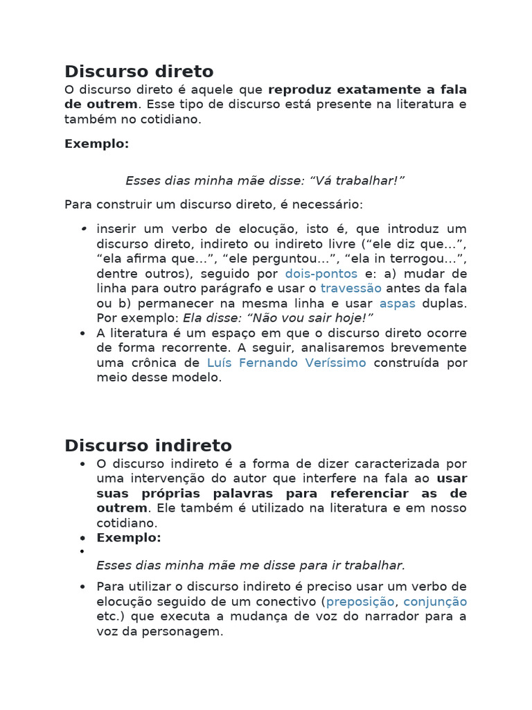 Discurso Direto | PDF | Narrativa | Discurso