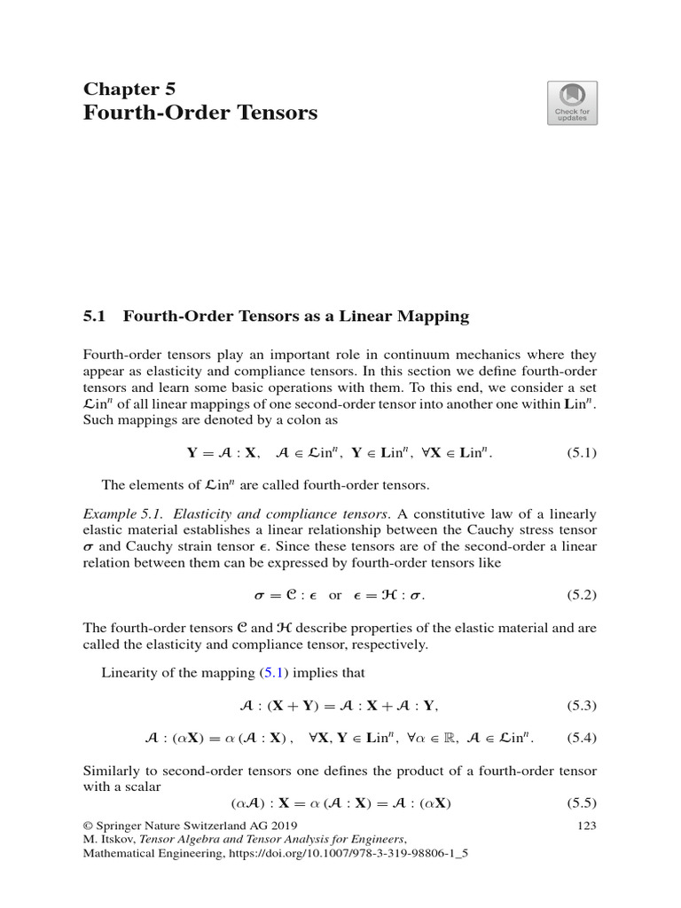 5.1 Fourth-Order Tensors As A Linear Mapping | PDF | Tensor ...