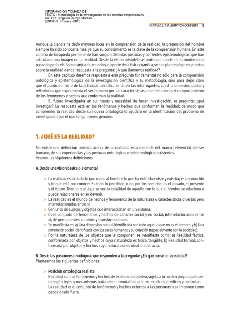 Realidad y Conocimiento en Investigación | PDF | Interacciones de ...