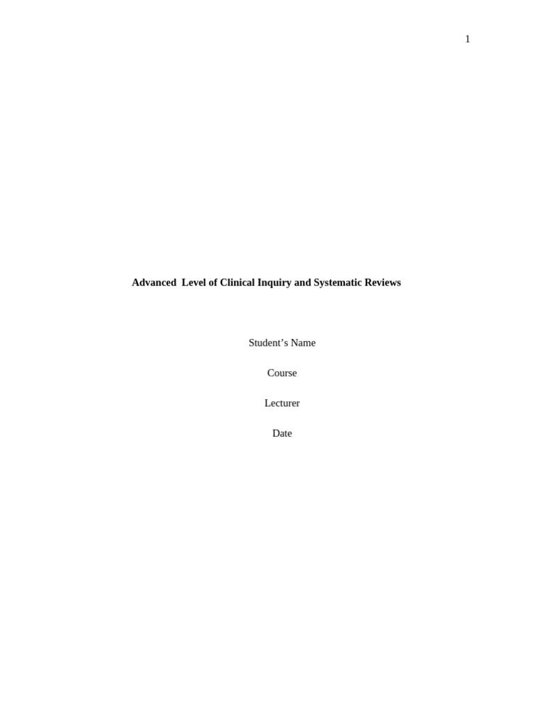 Advanced Level of Clinical Inquiry and Systematic Reviews | PDF ...
