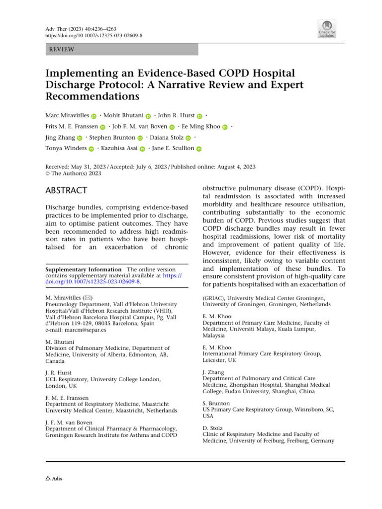 COPD Discharge Protocol Review | PDF | Chronic Obstructive Pulmonary ...