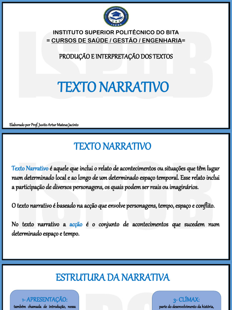Estrutura e Elementos do Texto Narrativo | PDF | Narrativa | Tempo