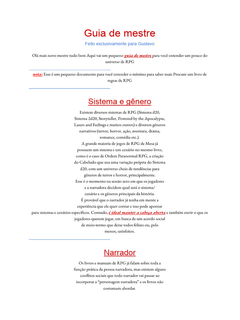 Guia Prático para Narradores de RPG | PDF | Jogos de RPG