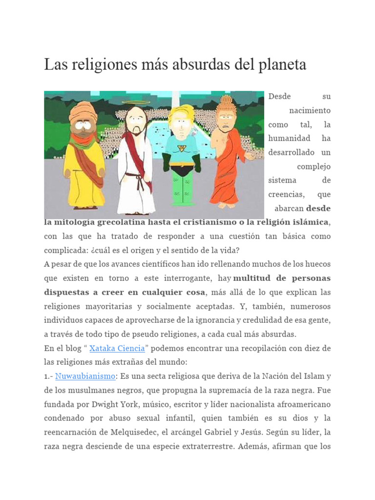 Religiones más absurdas del mundo | PDF