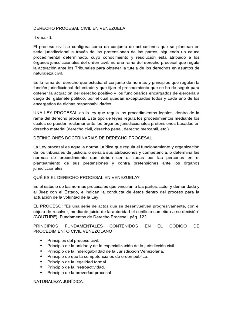 Derecho Procesal Civil en Venezuela | PDF | Ley procesal | Jurisdicción