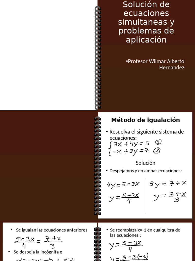 Métodos para Resolver Ecuaciones Simultáneas | PDF | Ecuaciones ...