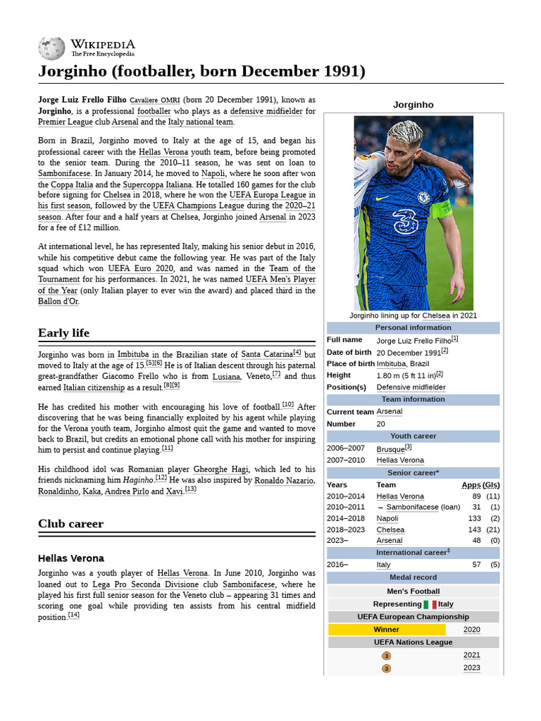 Jorginho_(footballer,_born_December_1991) | PDF | Association Football ...