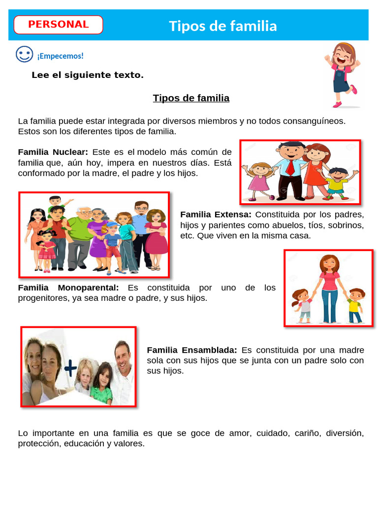 D3 A3 FICHA PS. Tipos de Familia | PDF