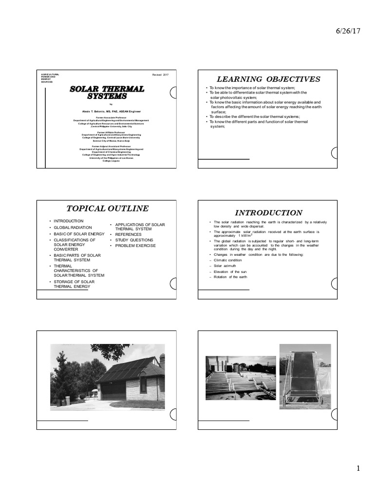 Solar Thermal Systems Overview | PDF | Solar Energy | Mirror